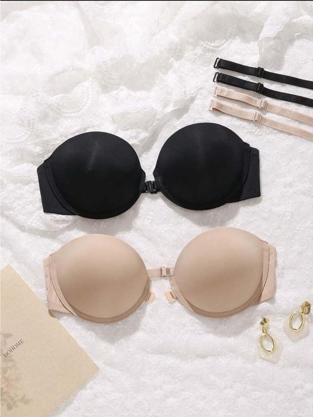Multicolor Strapless Push-Up Bra (Black & Nude)